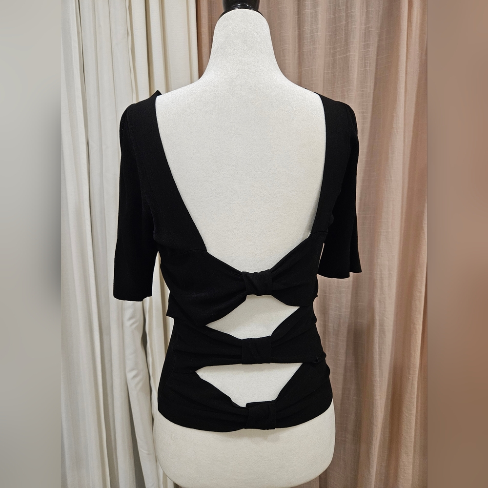 Vintage✨️Rare SHIATZY CHEN✨️Boat Neck Bow Open Back Fine Knit Top